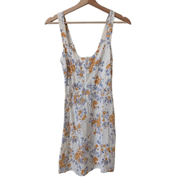 Reformation Humphrey Dress Size 2 Floral Blue Yellow Mini Christina Feminine - Picture 5 of 15